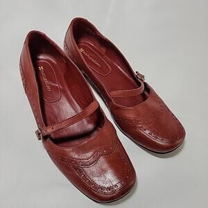 Naturalizer Red Leather Oxford Mary Jane Ballet Flats Shoes Women Size 7.5M